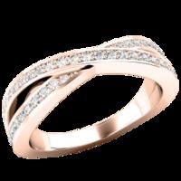 A \'cross-over\' style diamond-set wedding/eternity ring in 9ct rose gold