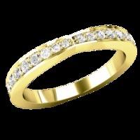 A stylish Round Brilliant Cut diamond set wedding ring in 18ct yellow gold