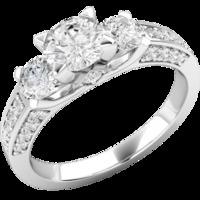 a breathtaking round brilliant cut three stone diamond ring with shoul ...