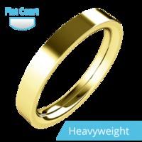 A timeless ladies flat top wedding ring in heavy-weight 18ct yellow gold