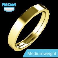 A timeless ladies flat top wedding ring in medium-weight 18ct yellow gold