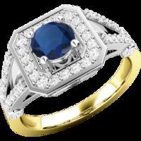 A stunning sapphire & diamond cocktail ring in 18ct yellow & white gold