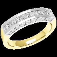 A beautiful Princess & Round Brilliant Cut diamond eternity ring in 18ct yellow & white gold