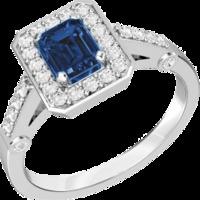 a stylish sapphire diamond cluster ring in 18ct white gold