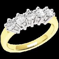 a stylish round brilliant cut five stone diamond ring in 18ct yellow w ...