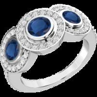 A stunning Round Brilliant Cut sapphire & diamond cocktail ring in 18ct white gold