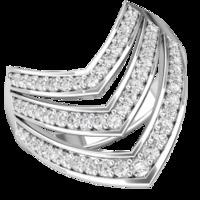 A stunning Round Brilliant Cut triple row diamond set ladies dress ring in 18ct white gold