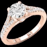 A stunning Round Brilliant Cut diamond ring with shoulder stones in 18ct rose gold