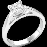 a stylish princess cut solitaire diamond ring in 18ct white gold