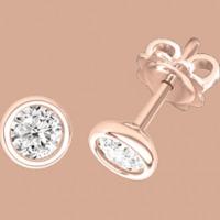 A stylish pair of Round Brilliant Cut diamond earrings in 18ct rose gold
