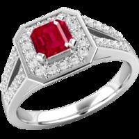 a stunning ruby diamond cocktail ring in 18ct white gold