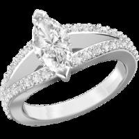 A stunning Marquise Cut diamond ring with shoulder stones in 18ct white gold