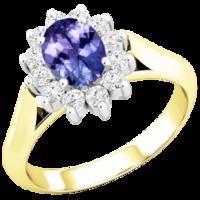 a beautiful tanzanite diamond cluster style ring in 18ct yellow white  ...