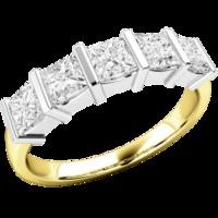 A spectacular Princess Cut diamond eternity ring in 18ct yellow & white gold