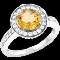 A stunning Golden Citrine & Diamond cluster style ring in 18ct white gold