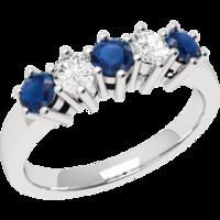 a stylish round brilliant cut sapphire diamond ring in 18ct white gold