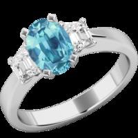 A stunning Aqua & diamond 3 stone ring in platinum