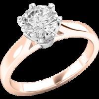 A classic Round Brilliant Cut solitaire diamond ring in 18ct rose & white gold