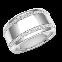 A unique Round Brilliant Cut diamond set ladies wedding/dress ring in 18ct white gold