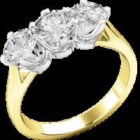 A classic Round Brilliant Cut three stone diamond ring in 18ct yellow & white gold