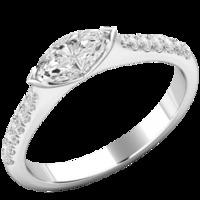 A stunning Marquise Cut diamond ring with shoulder stones in platinum