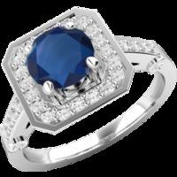 A beautiful sapphire & diamond cluster style ring in 18ct white gold