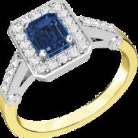 A stylish sapphire & diamond cluster ring in 18ct yellow & white gold