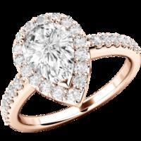 A stunning Pear Shaped cluster diamond ring with shoulder stones in 18ct rose gold