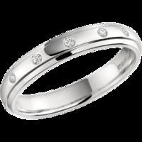 A stunning diamond set courted ladies wedding ring in palladium