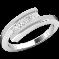 A striking Princess Cut twist diamond ring in 18ct white gold