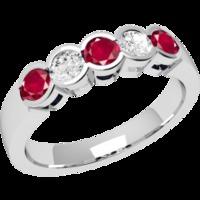 a stylish round brilliant cut ruby diamond eternity ring in 18ct white ...