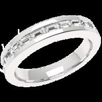 a beautiful baguette cut diamond set wedding ring in 18ct white gold