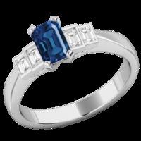 A stylish Sapphire & Diamond five stone ring in 18ct white gold