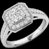 A stunning Princess Cut cluster style diamond ring in palladium