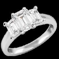 A beautiful Emerald Cut three stone diamond ring in 18ct white gold