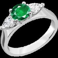 A classic emerald & diamond three stone ring in platinum