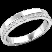 A unique offset ladies diamond set wedding ring in palladium