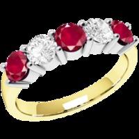 A classic five stone ruby & diamond eternity ring in 18ct yellow & white gold