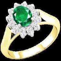 A beautiful emerald & diamond cluster style ring in 18ct yellow & white gold