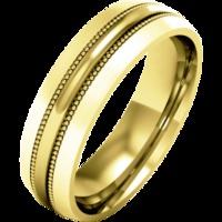 A striking mill-grained ladies wedding ring in medium 9ct yellow gold