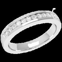 a stunning round brilliant cut diamond set wedding ring in palladium