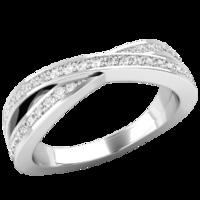 A \'cross-over\' style diamond-set wedding/eternity ring in platinum