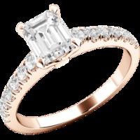 A beautiful Emerald Cut diamond ring with shoulder stones in 18ct rose gold