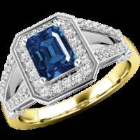 A gorgeous sapphire & diamond cluster style ring in 18ct yellow & white gold