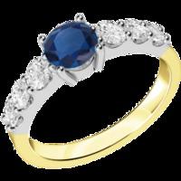 A stunning sapphire ring with diamond shoulder stones in 18ct yellow & white gold