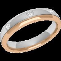 A unique ladies mixed finish diamond set wedding ring in 18ct white & rose gold