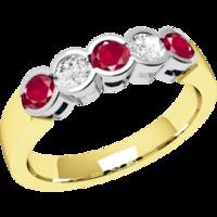 A stylish Round Brilliant Cut ruby & diamond eternity ring in 9ct yellow & white gold