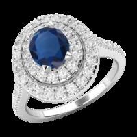 A stunning oval Sapphire and diamond cluster set in 18ct white gold