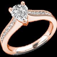 A beautiful Pear shaped diamond ring with shoulder stones in 18ct rose gold