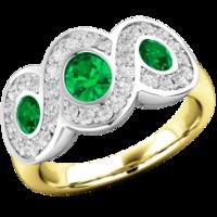 A stunning Emerald & Diamond dress diamond ring in 18ct yellow & white gold